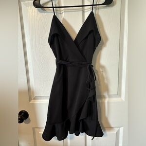 Lucy in the Sky Black Wrap Dress